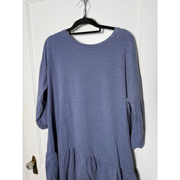 Ultra Flirt Dusty Blue Short Drop Waist Sweatshirt Dress Women's Plus 1X - Picture 3 of 7